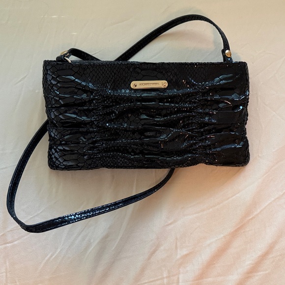NWOT Michael Kors soft ruched black python embossed clutch - Picture 1 of 6